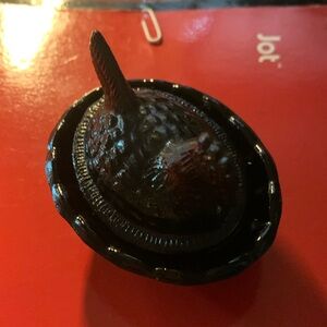 Black hen on nest salt cellar 2.5 inches